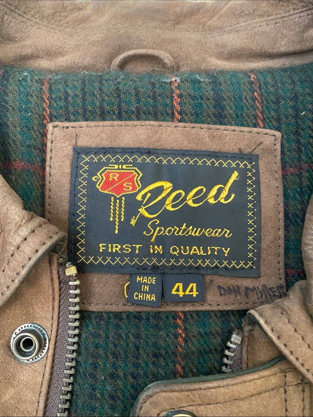 Reed Sportswear Brown Suede Men's Jacket with Plaid Lining - Classic Field Coat - Picture 3 of 7